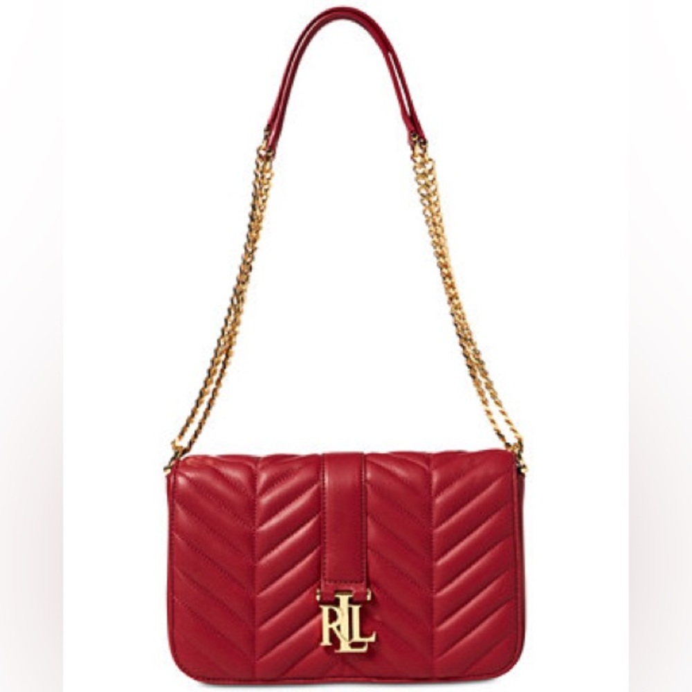 Ralph Lauren- Brenda Quilted Red Leather Shoulder Bag